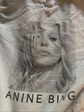 ANINE BING Kate moss White Sweatshirt with Black Monochrome Portrait